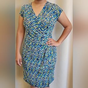 Laundry by Design Vibrant Blue and Green Midi Dress Size 8